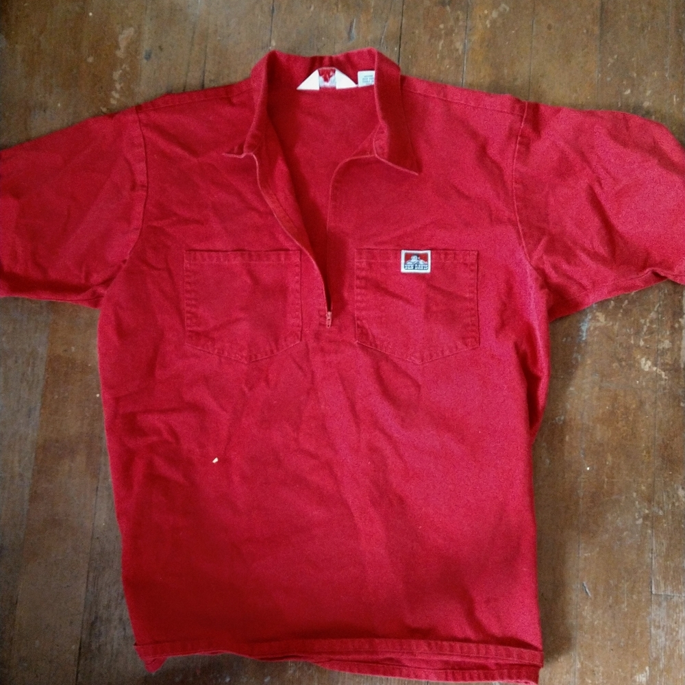 Ben Davis 1/4 zip work shirt red XL